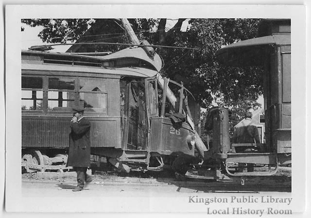 Conductor at trolley accident, 1910