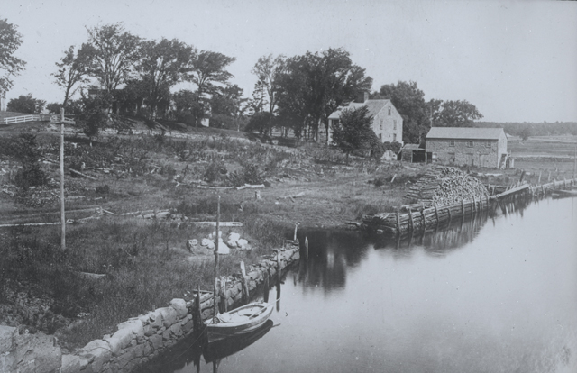 The Holmes shipyard at the Landing, about 1890