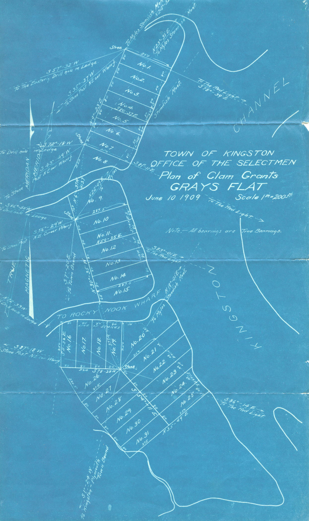clamMap Town of Kingston Plan of Clam Grants, 1909