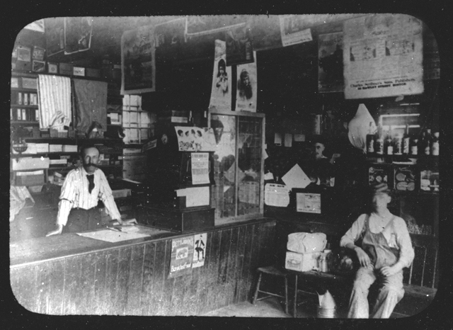 Proprietor and clerks at the Old Country Store, circa 1900