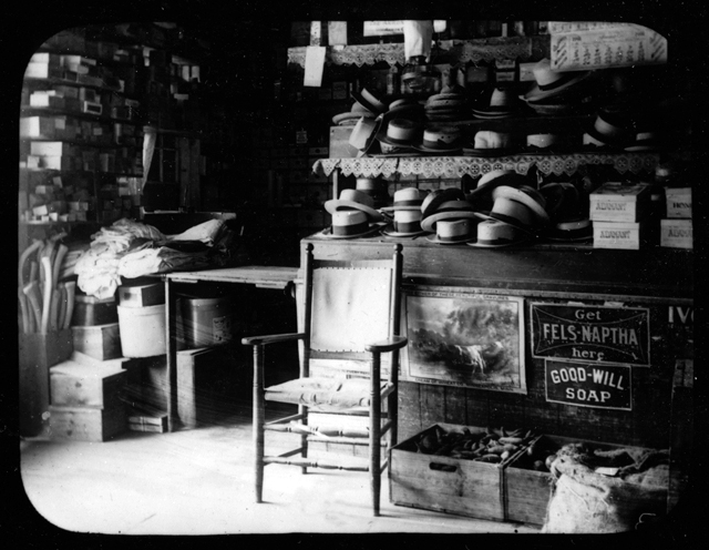Hat shop in the Old Country Store, circa 1900
