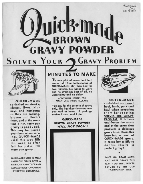 Ad for Quick-made Brown Gravy Powder, n.d.
