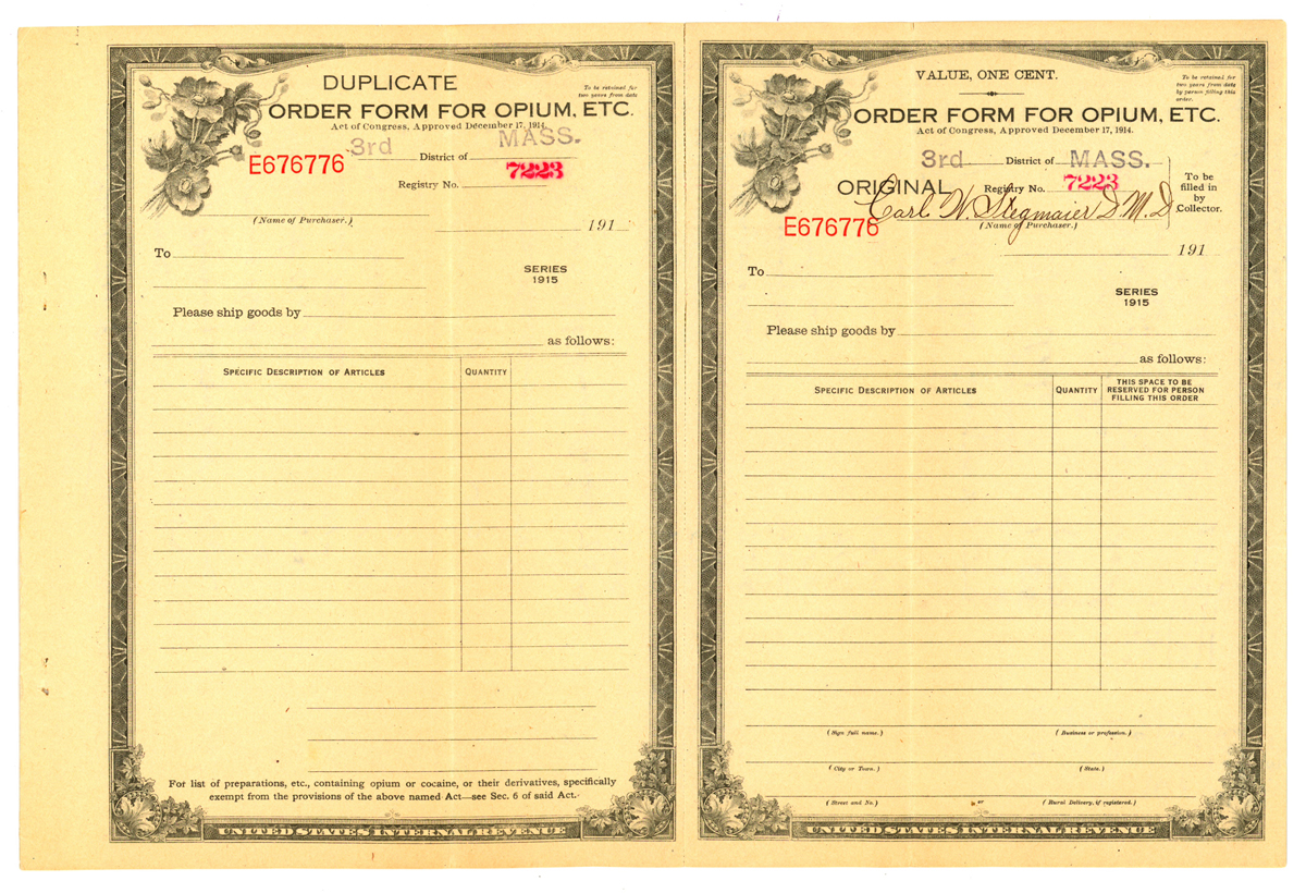 Order form for opium, etc. circa 1910