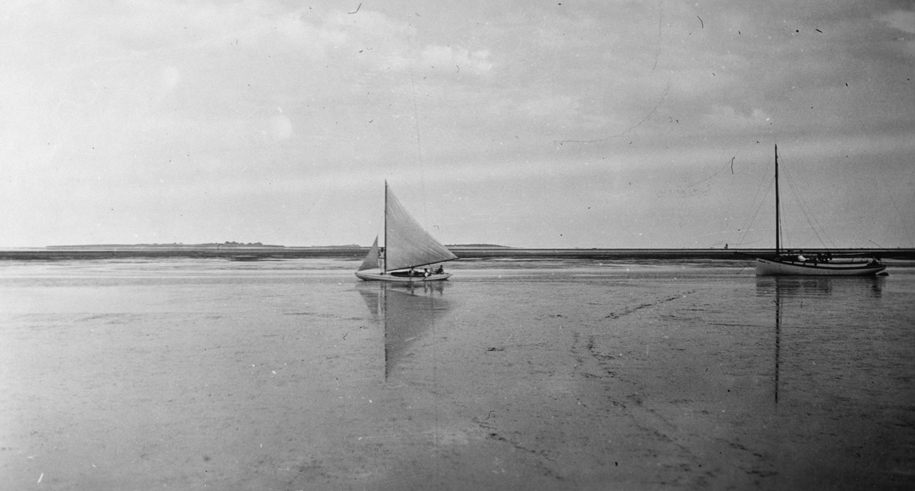 Rocky Nook shore with sailboats, no date. Photo by Emily Fuller Drew