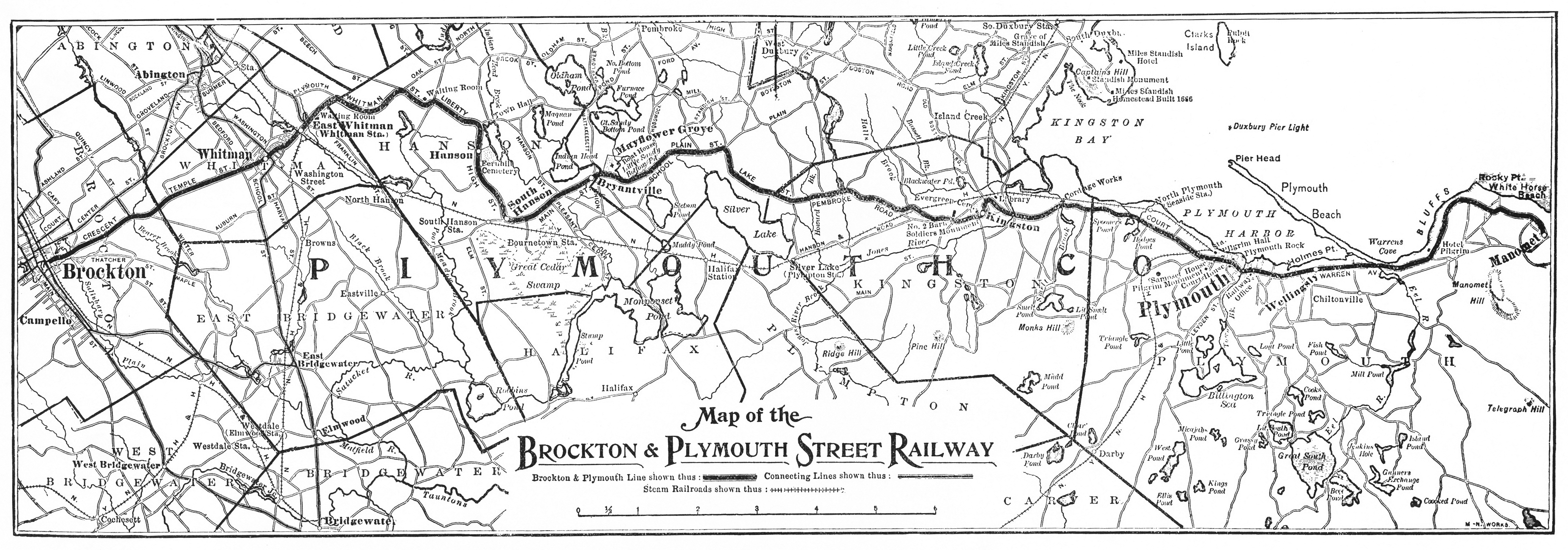 Map of the Brockton & Plymouth Street Railway, n.d.