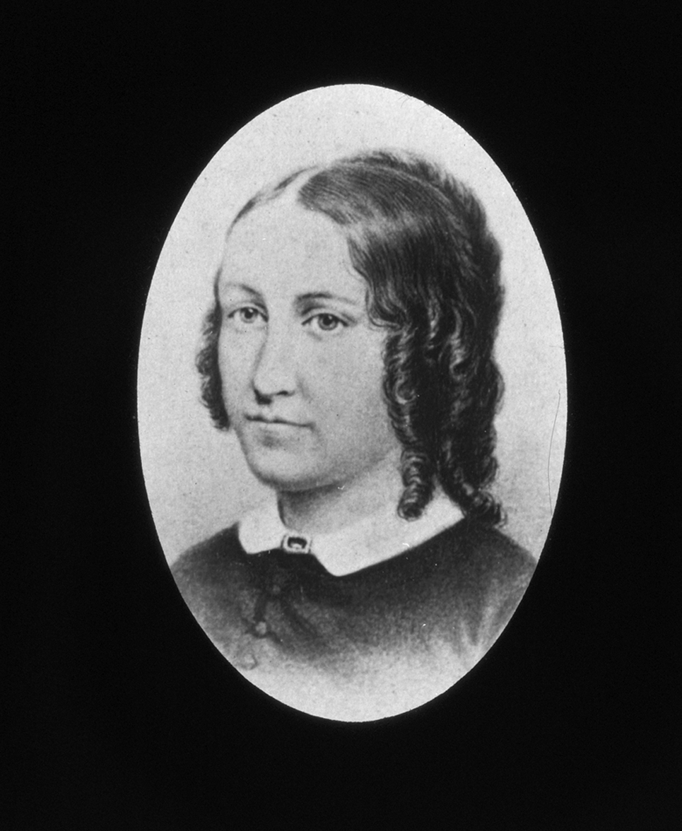 Lucy A. Meacham Pope, head and shoulders portrait, circa 1845