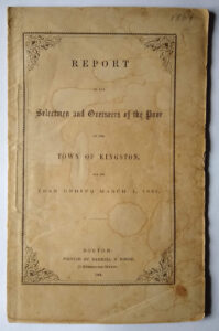 cover of the Town of Kingston Annual Report for the year ending March 1861